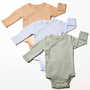 EZDORABLE GOTS-certified 100% Organic Cotton Long Sleeve Unisex Onesies 0-3M